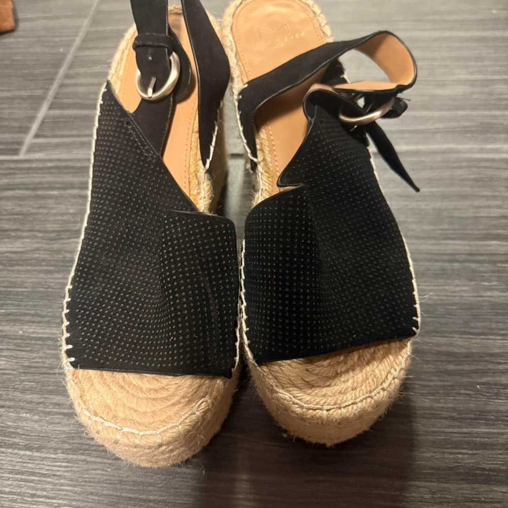 Marc Fisher Black Espadrille Wedge Sandals